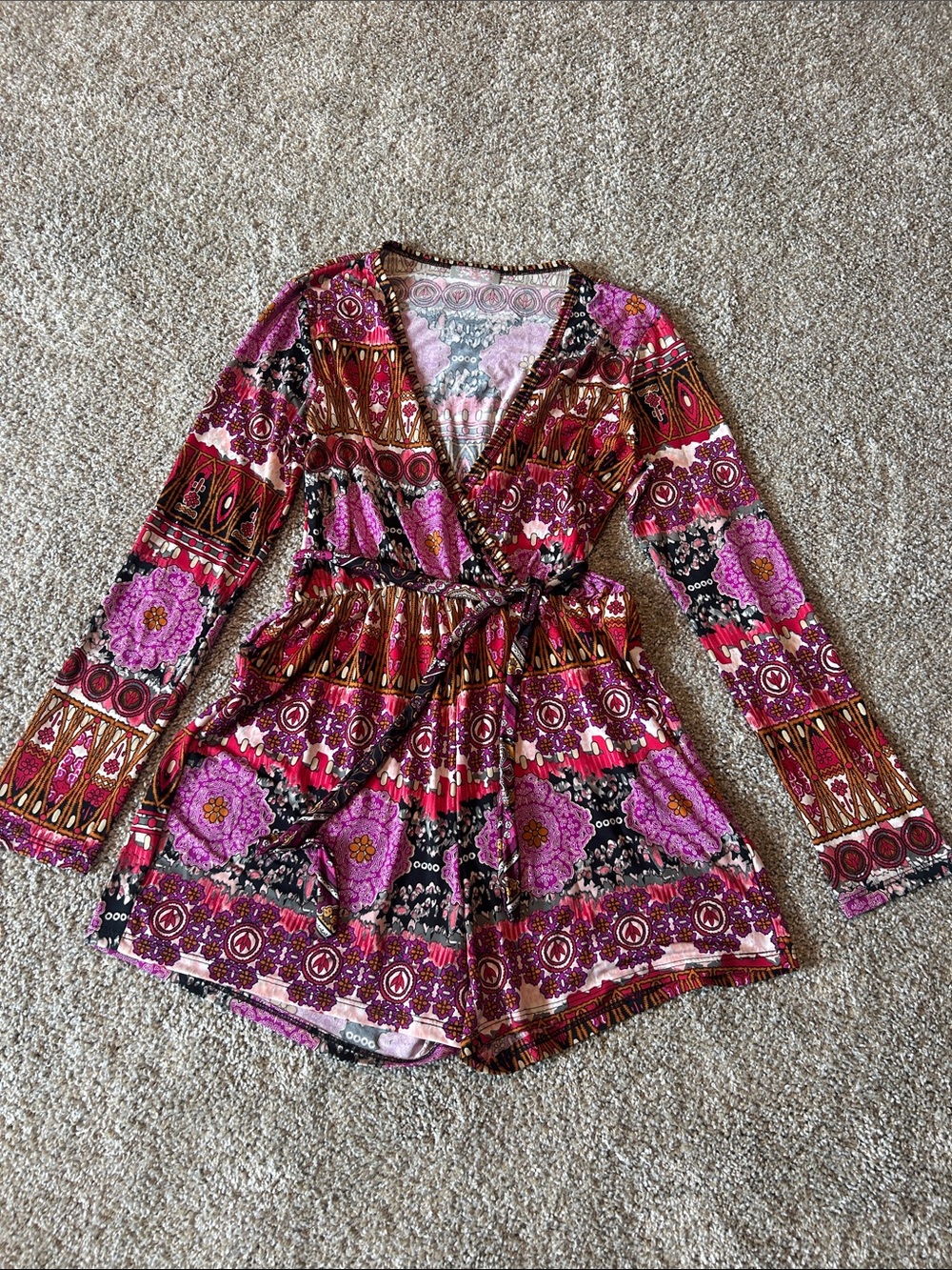 Pink Floral Wrap One-Piece Romper